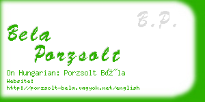 bela porzsolt business card